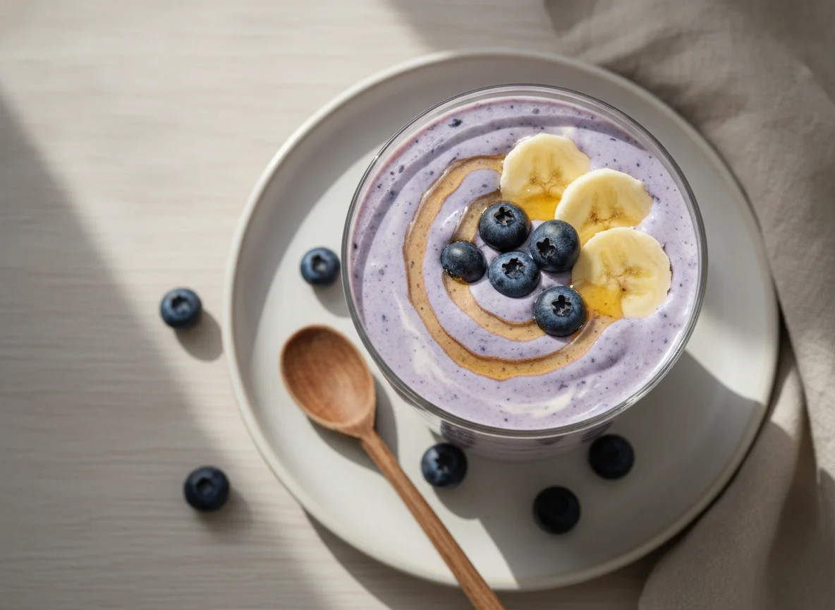 Bananen-Heidelbeer-Smoothie mit Skyr photo