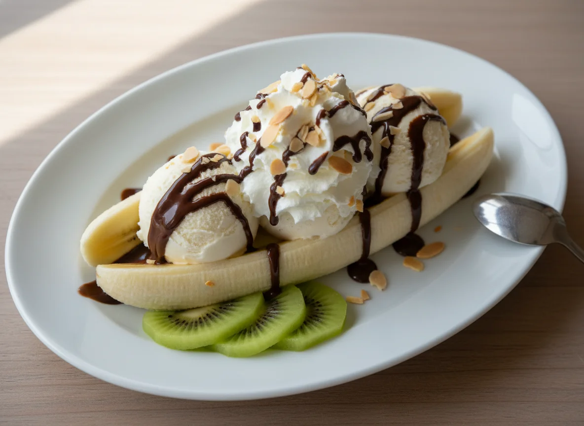 Bananensplit mit Kiwi photo
