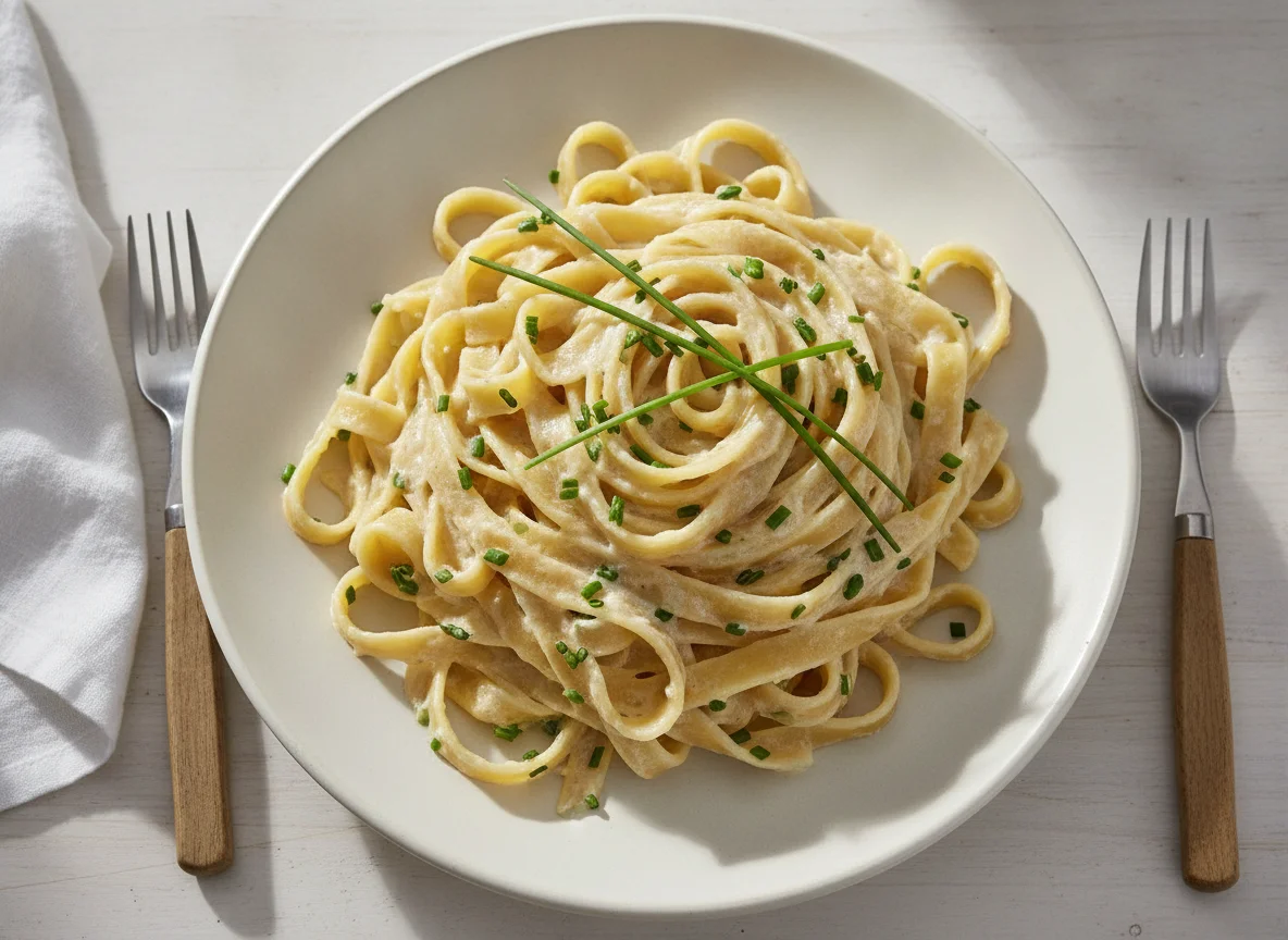 Bandnudeln in Sahnesauce photo