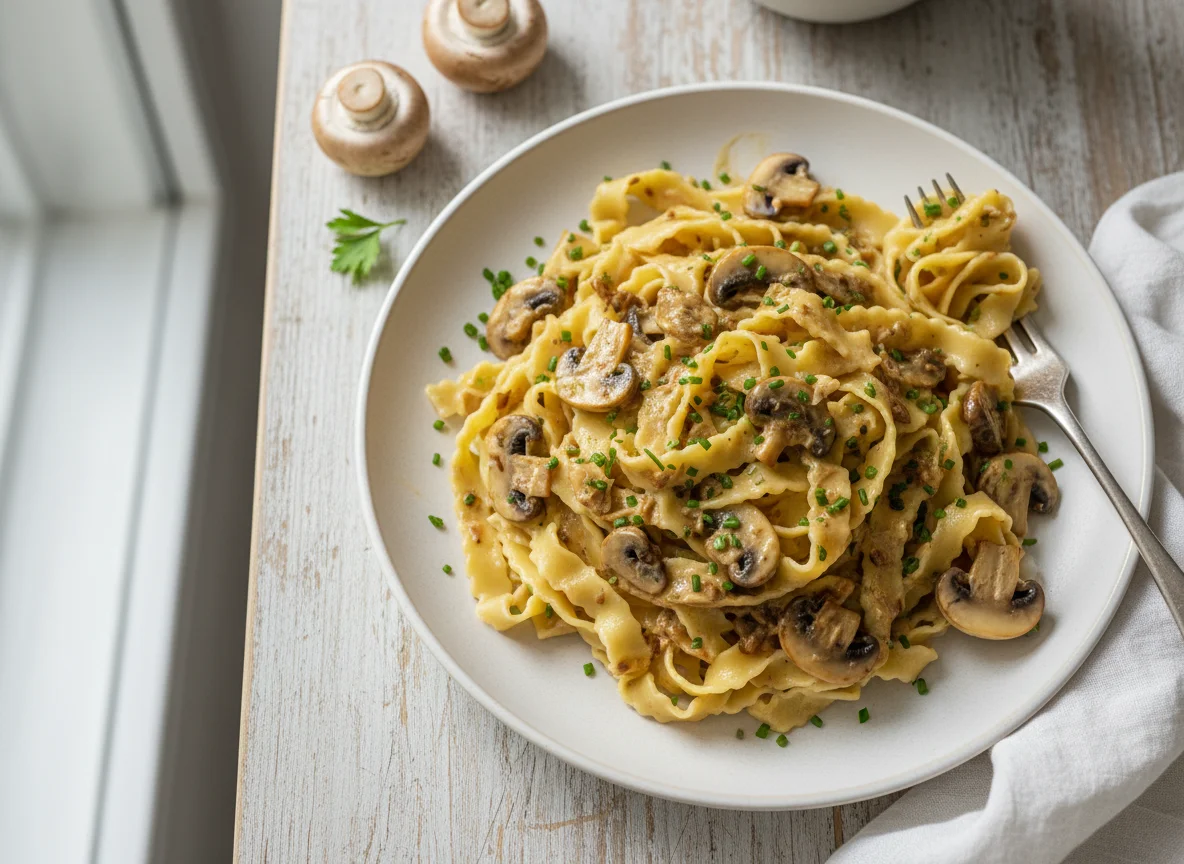 Bandnudeln mit Pilz-Sahnesauce photo