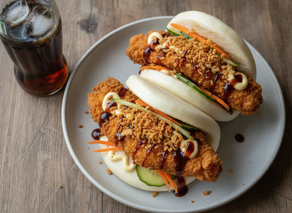 Bao Bun mit knusprigem Hähnchen photo