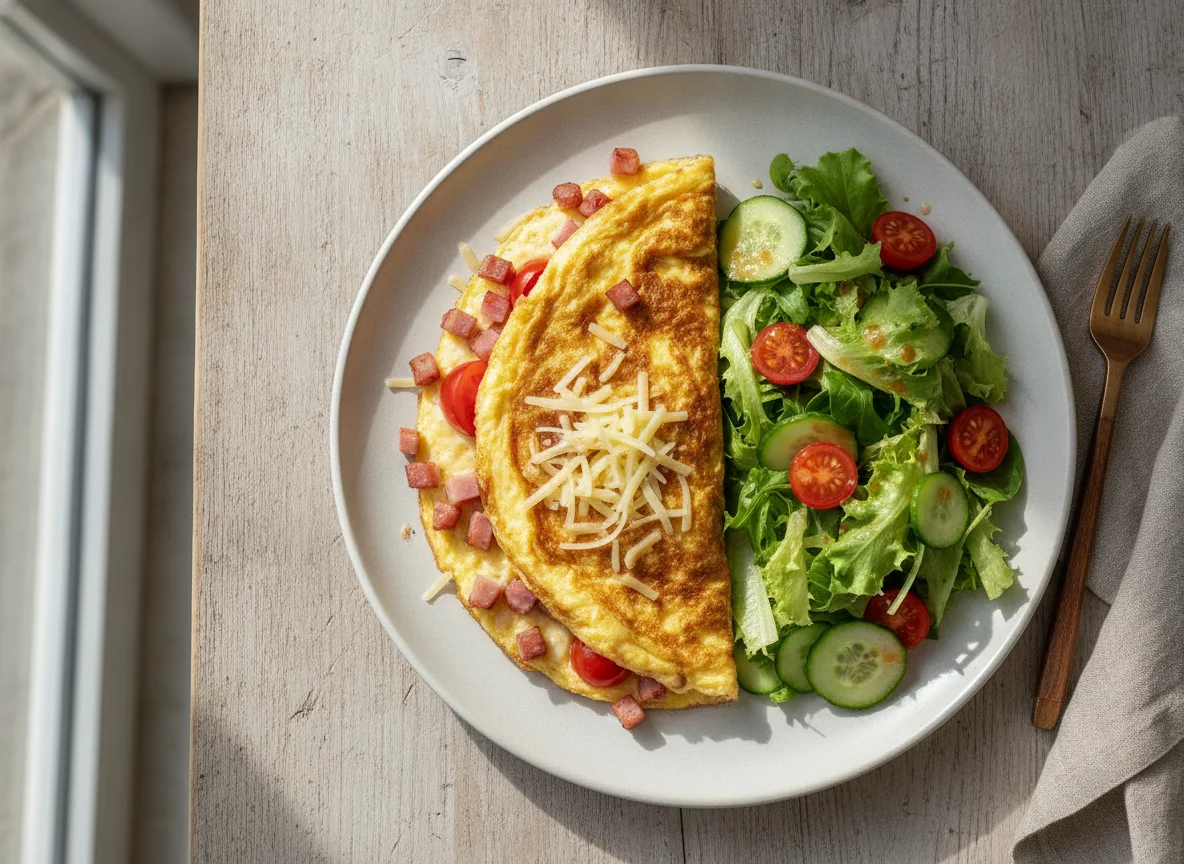 Bauernomelett mit Beilagensalat photo