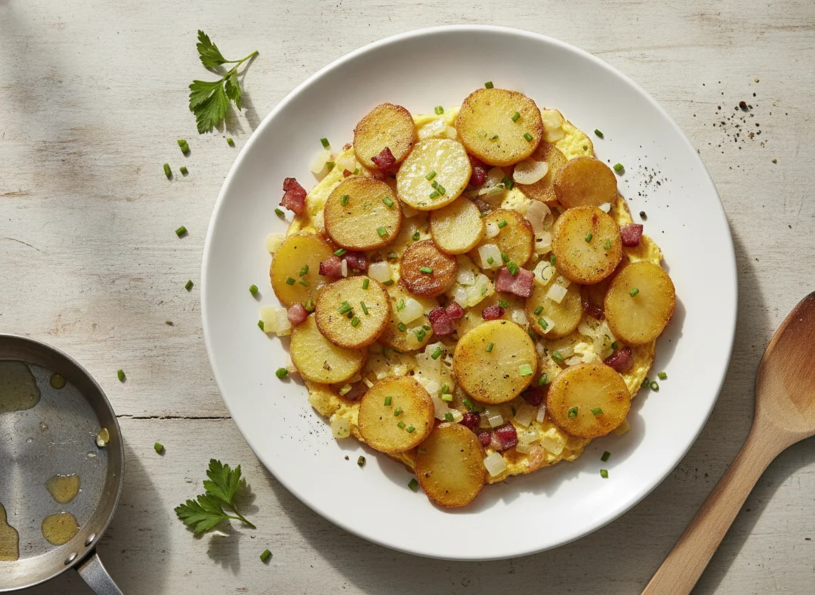 Bauernomelett mit Kartoffeln photo