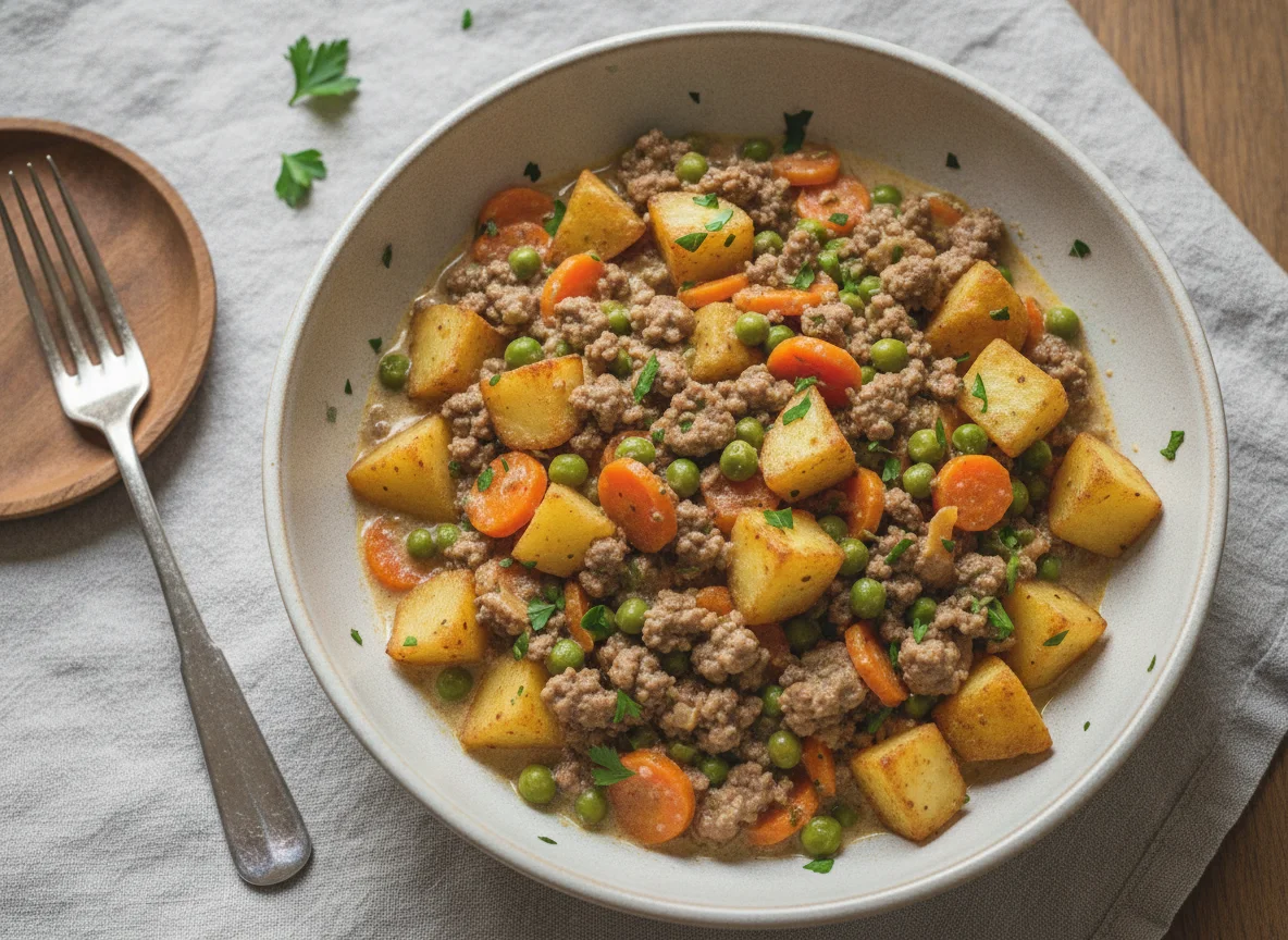 Bauerntopf mit Hackfleisch, Kartoffeln und Gemüse photo