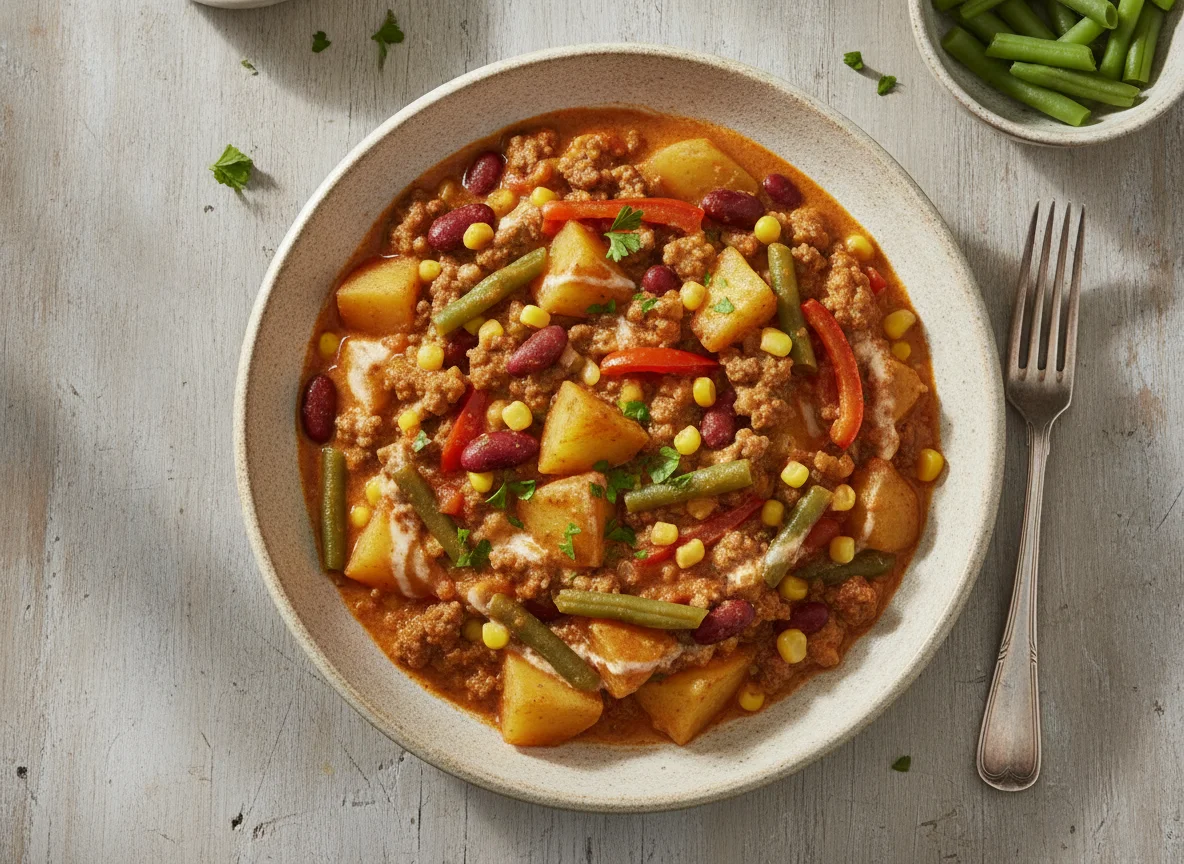 Bauerntopf mit Kartoffeln und Hackfleisch photo
