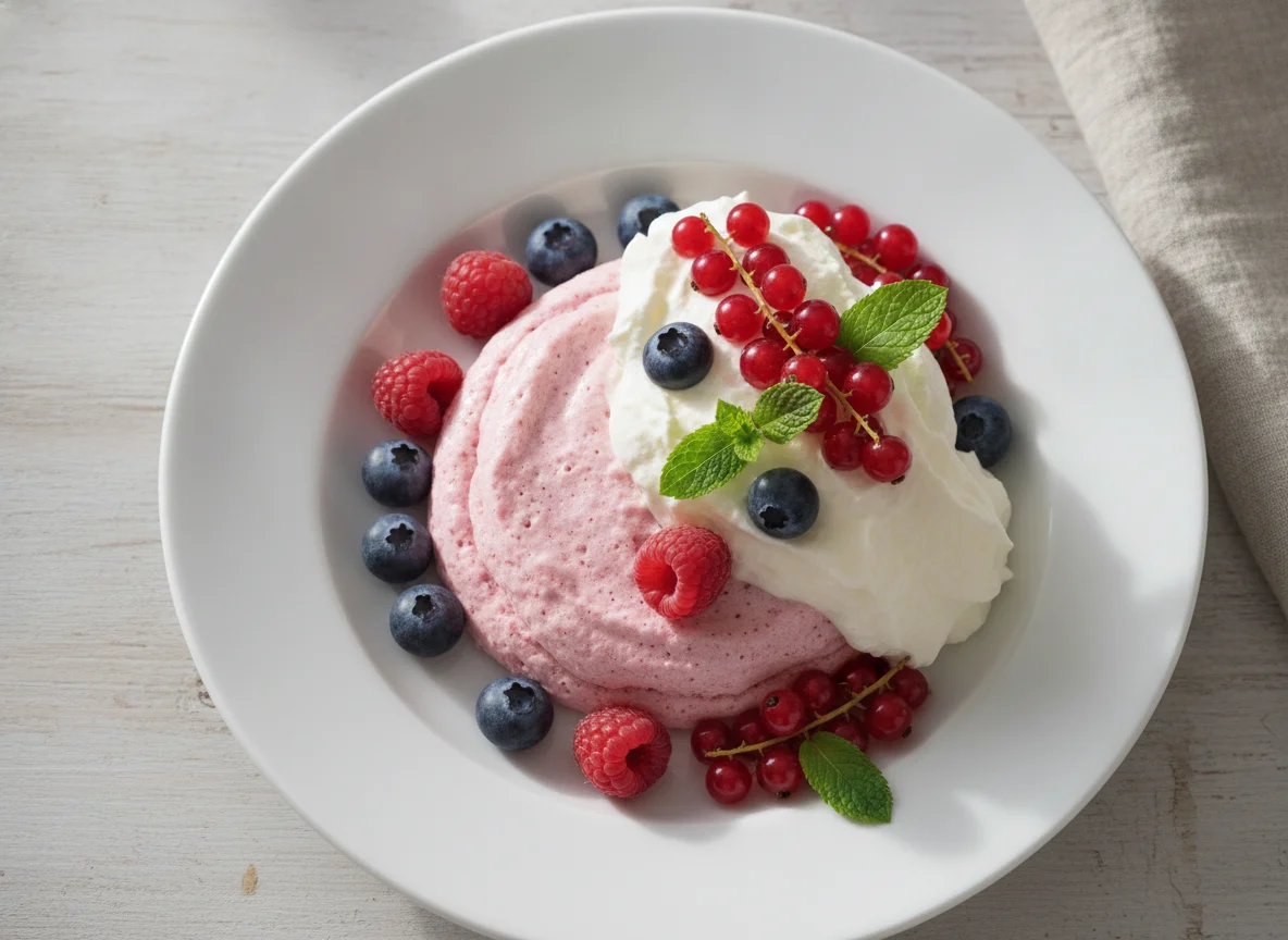 Beeren-Dessert mit Rahm photo