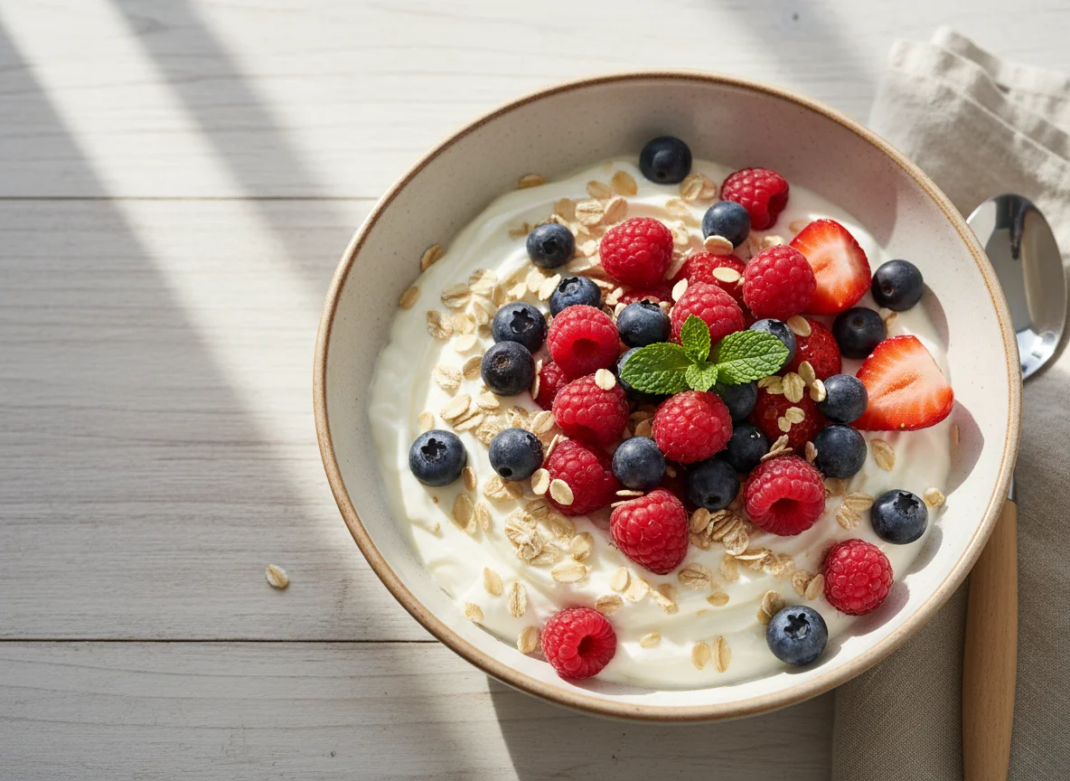 Beeren-Haferflocken-Joghurt photo