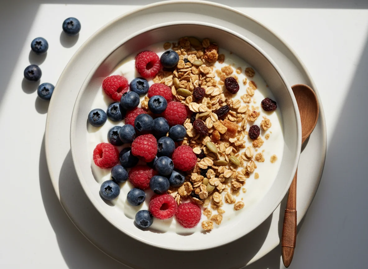 Beeren-Joghurt mit Müsli photo