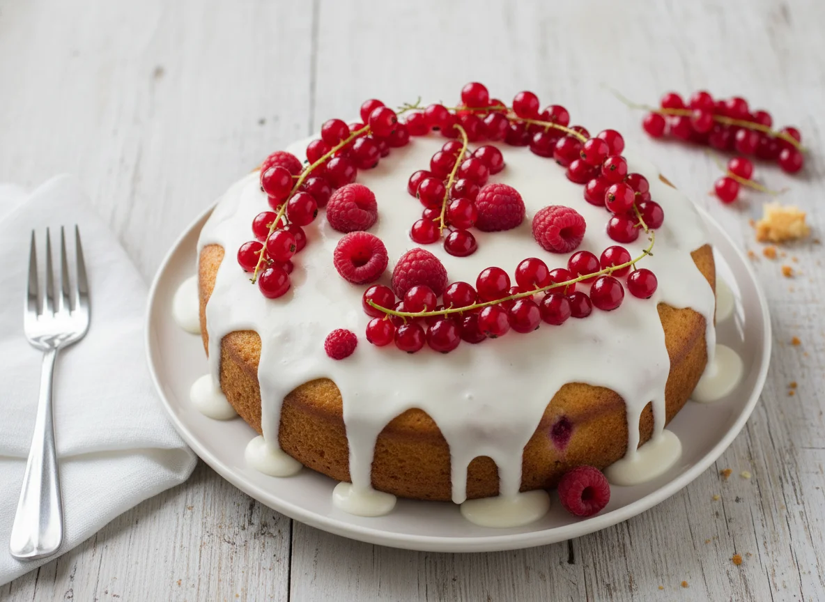 Beerenkuchen mit Zuckerguss photo