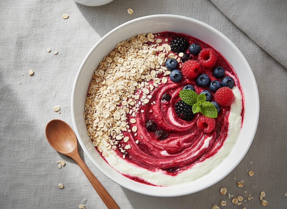 Beeren-Quark mit Haferflocken photo
