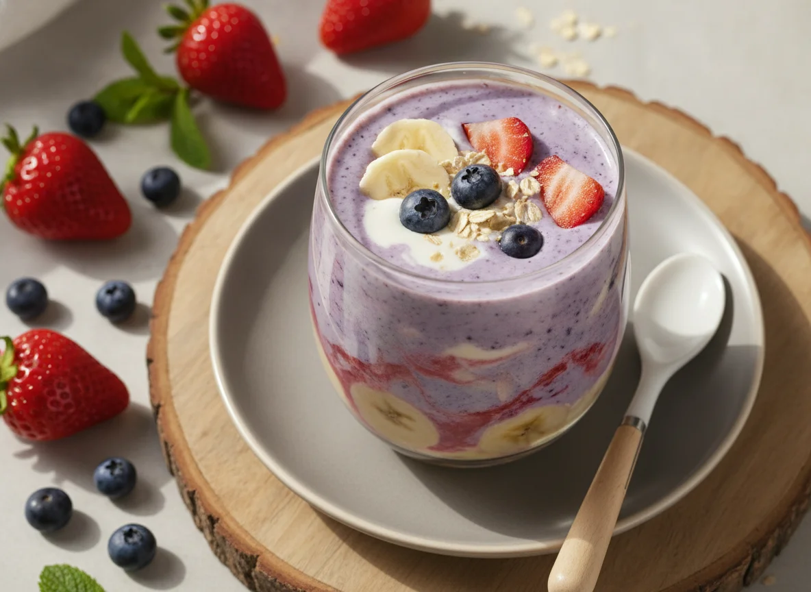 Beeren-Smoothie mit Milch photo
