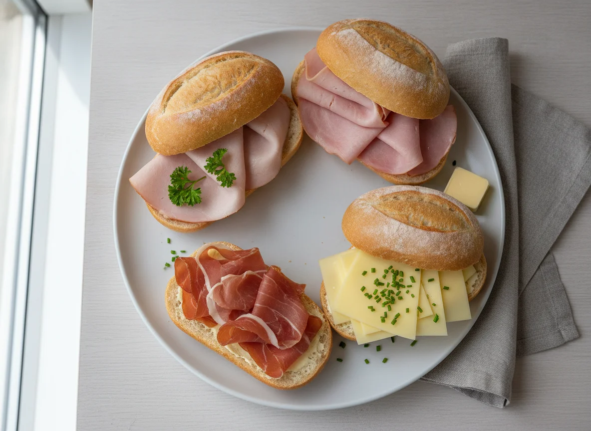 Belegte Brötchen mit Aufschnitt photo