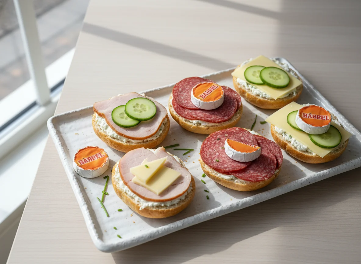 Belegte Brötchen mit Babybel photo