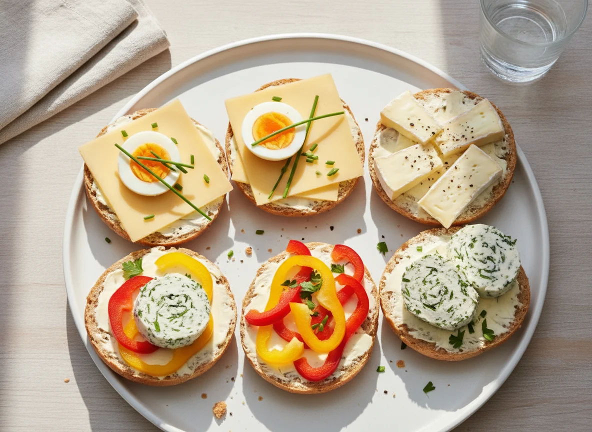 Belegte Brötchen mit Ei und Käse photo