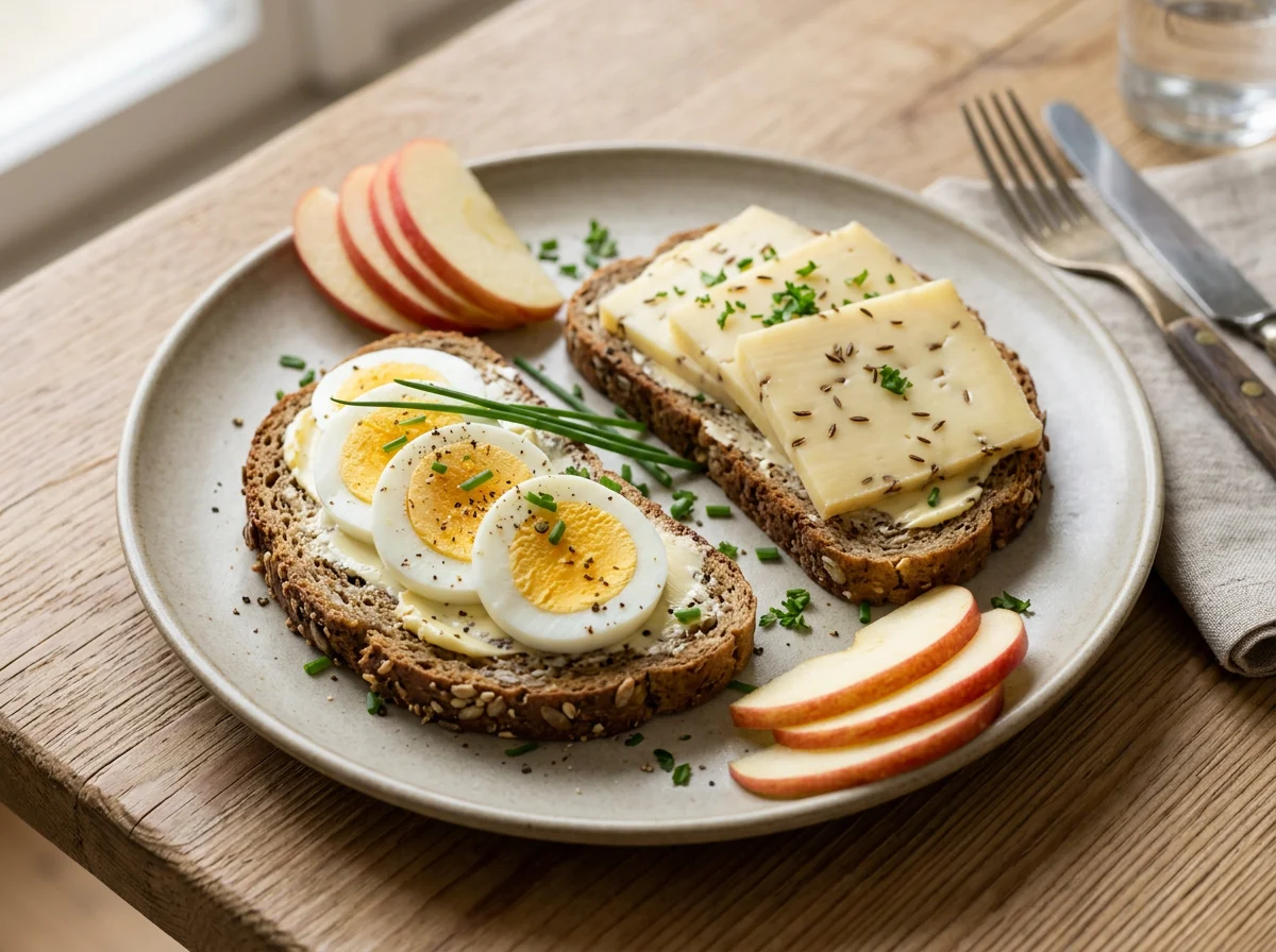 Belegte Brote mit Ei und Käse photo