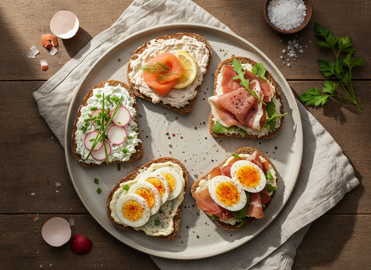 Belegte Brote mit Eiern photo