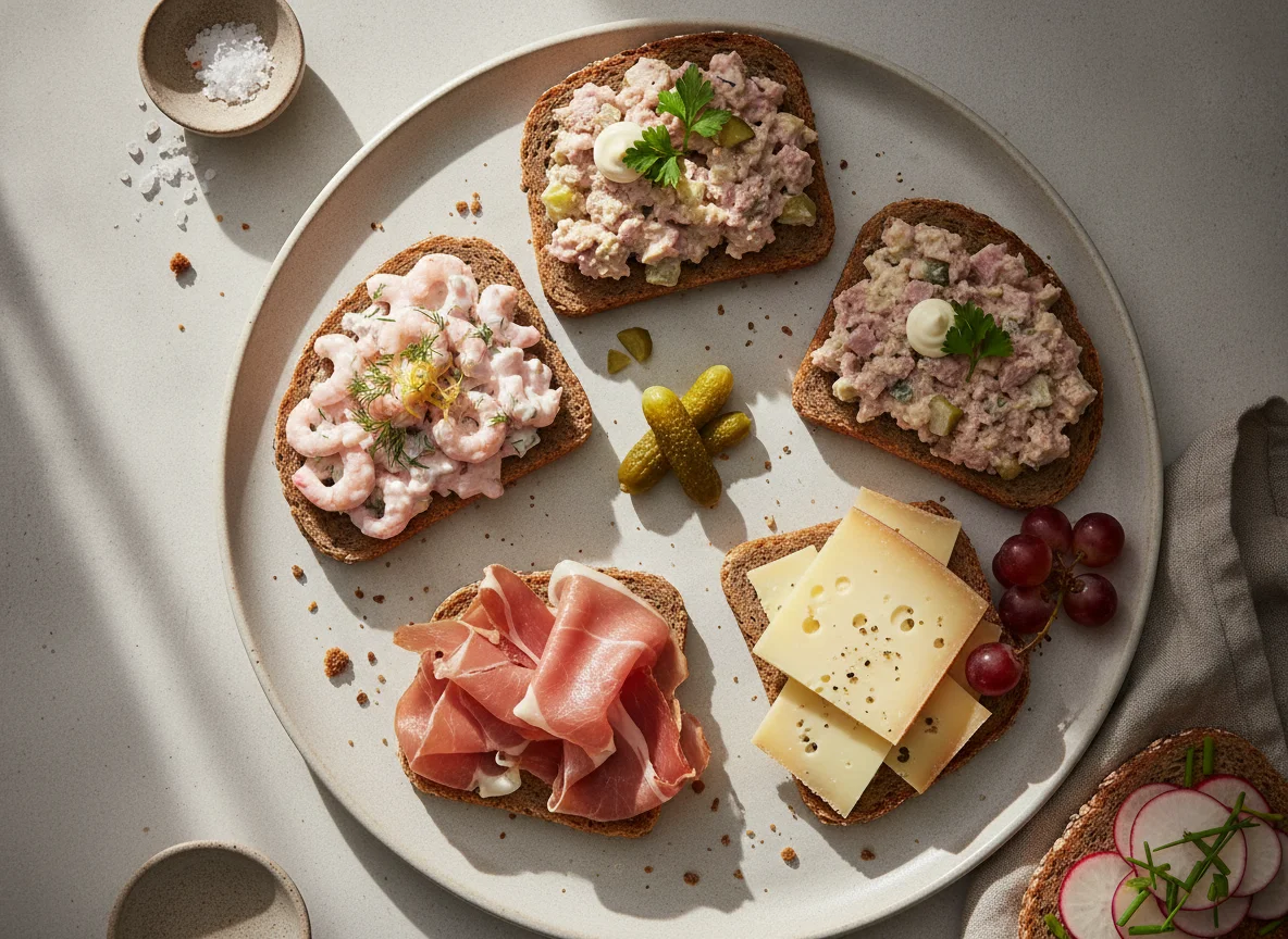 Belegte Brote mit verschiedenen Belägen photo