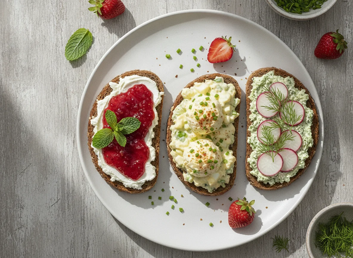 Belegte Vollkornbrotscheiben photo
