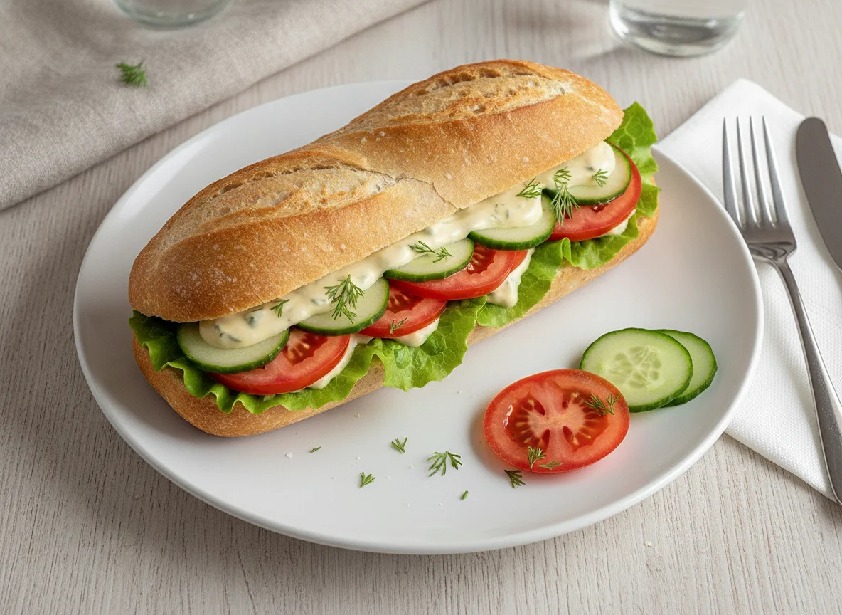 Belegtes Baguette-Brötchen photo