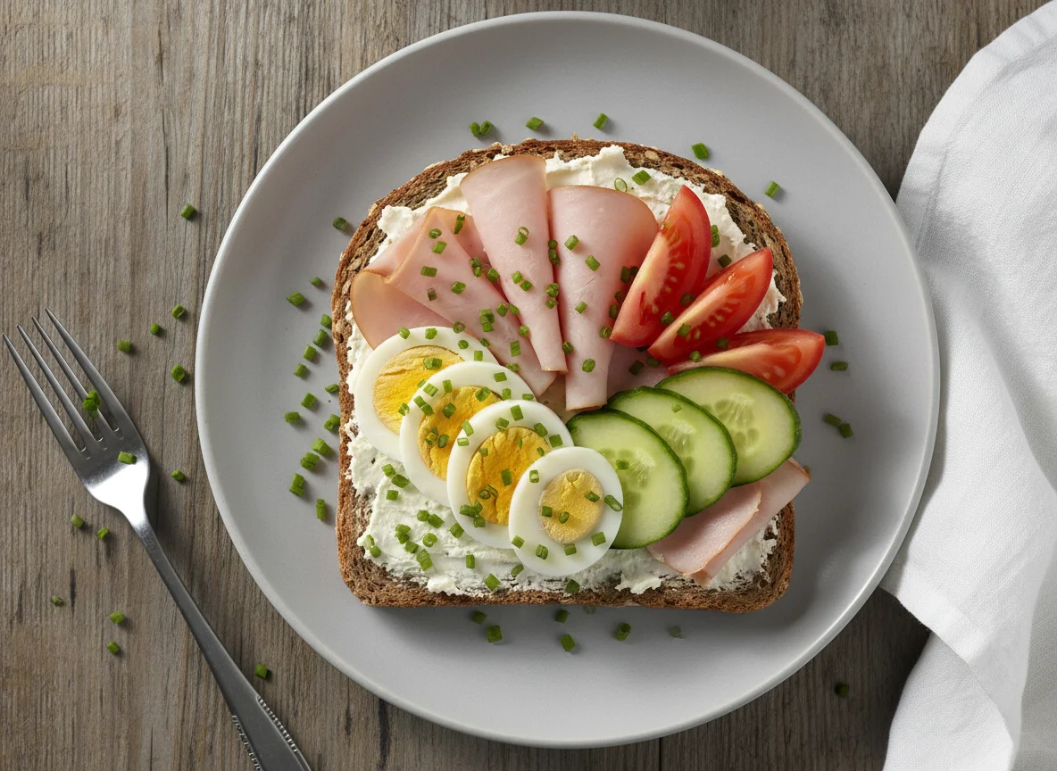 Belegtes Brot mit Ei photo
