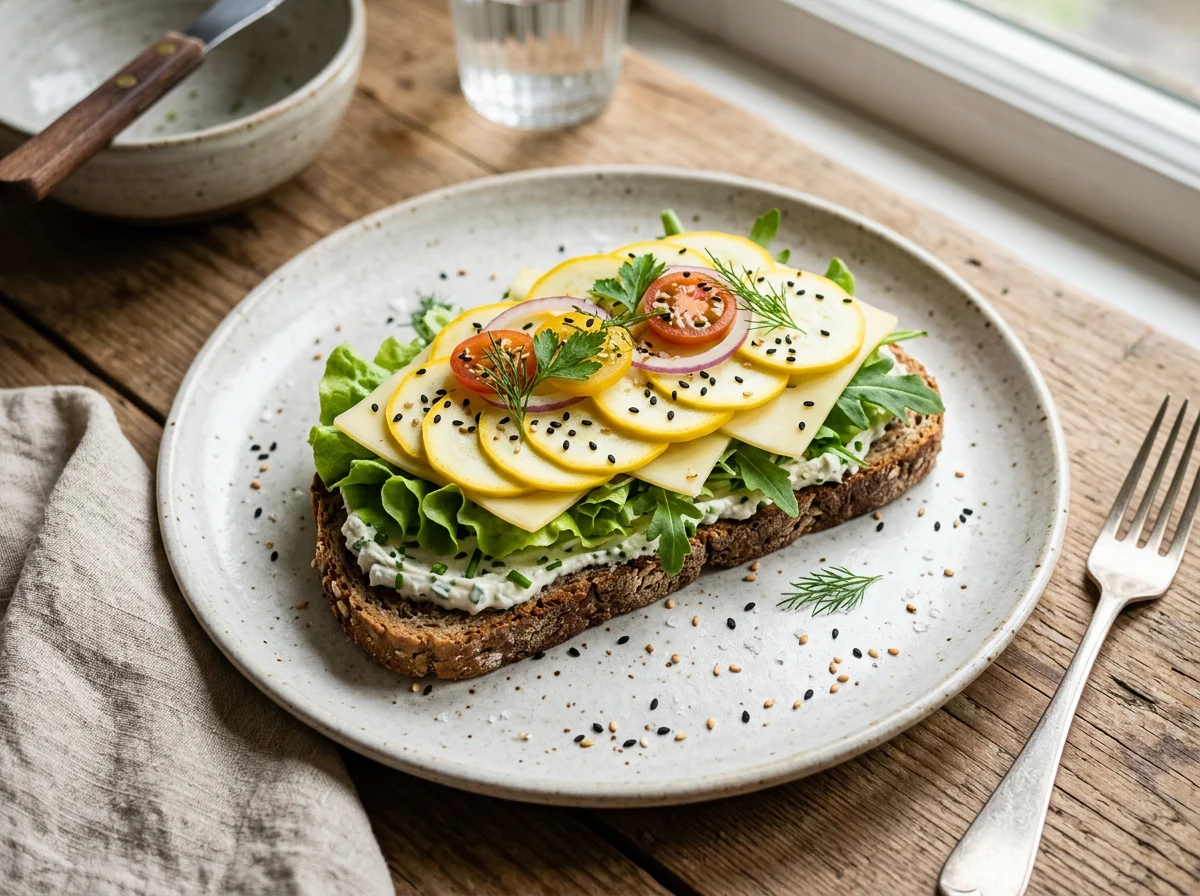 Belegtes Brot mit Käse und Gemüse photo
