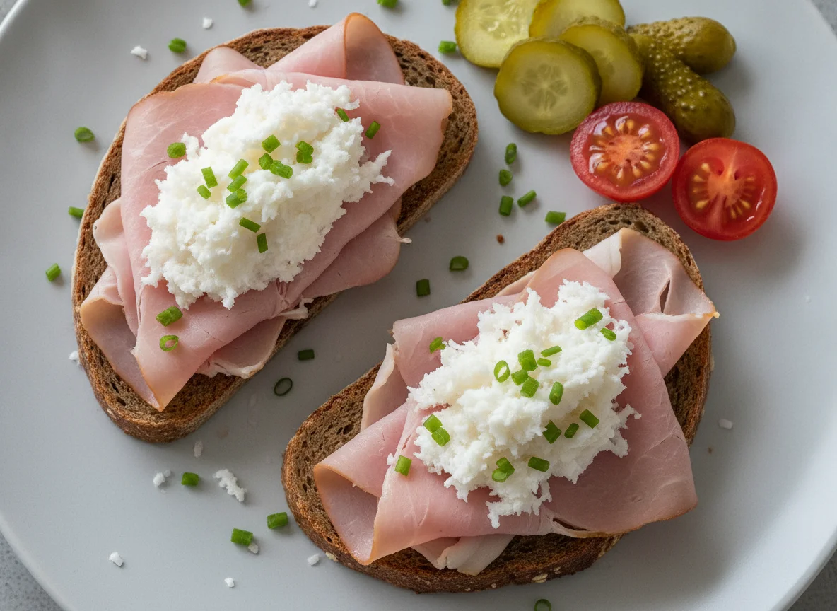 Belegtes Brot mit Schinken und Kren photo