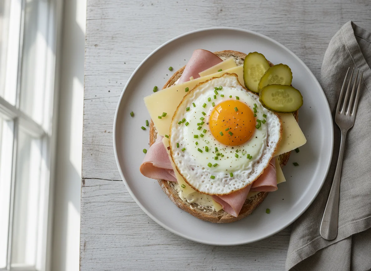 Belegtes Brot mit Spiegelei photo