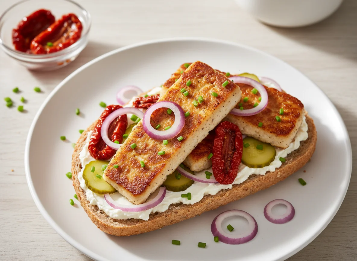 Belegtes Brötchen mit Tayfun japanischem Brat Filet photo
