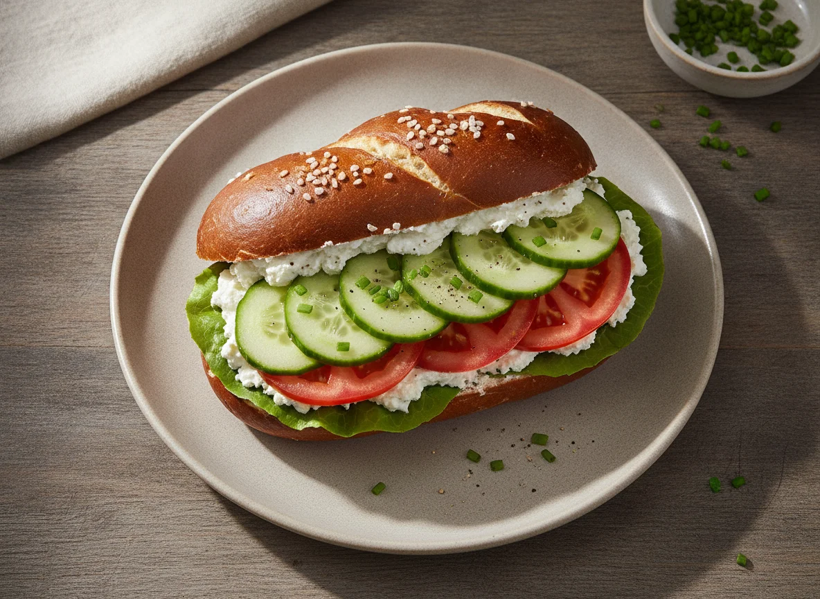 Belegtes Laugenbrötchen photo