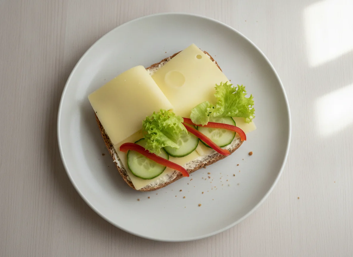 Belegtes Vollkornbrötchen mit Käse photo