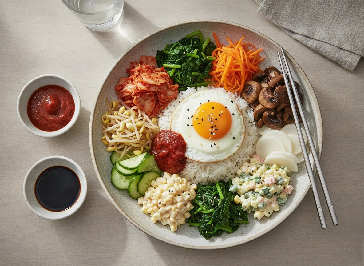 Bibimbap mit Beilagen photo