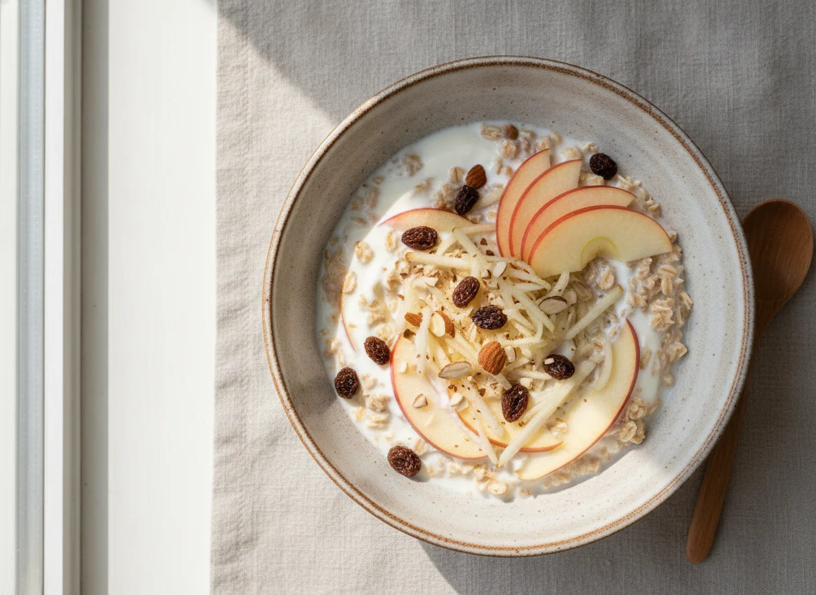 Bircher Müsli mit Apfel und Joghurt photo