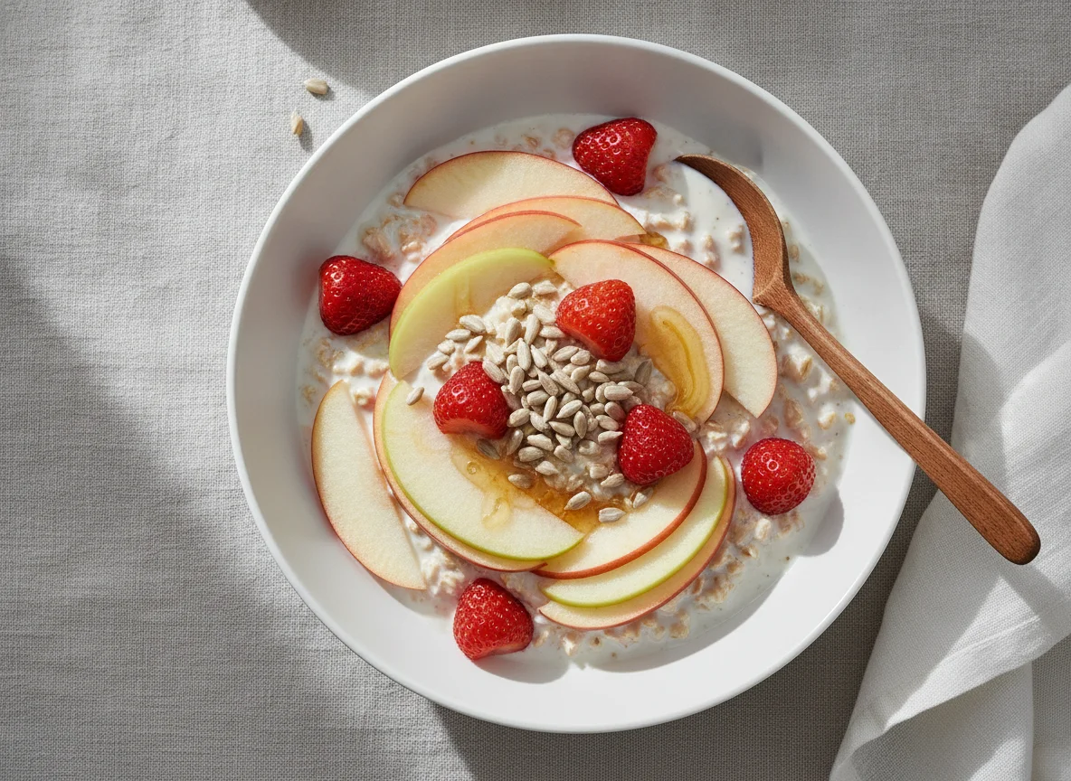 Bircher Müsli mit Erdbeeren und Apfel photo