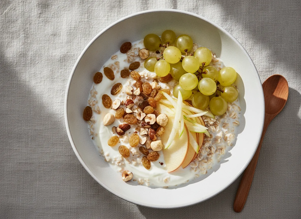 Bircher Müsli mit Weintrauben photo