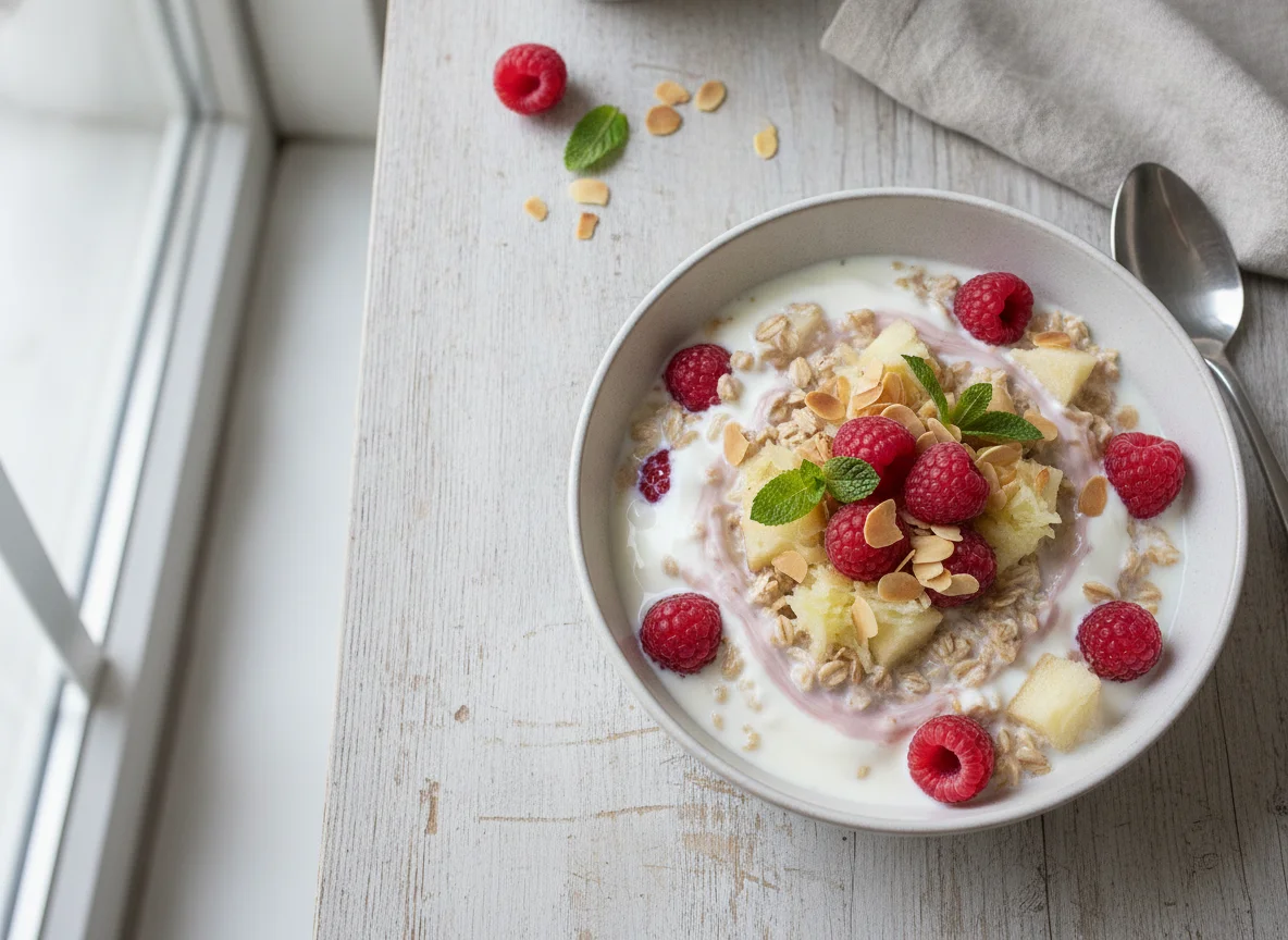 Birchermüesli mit Himbeeren photo