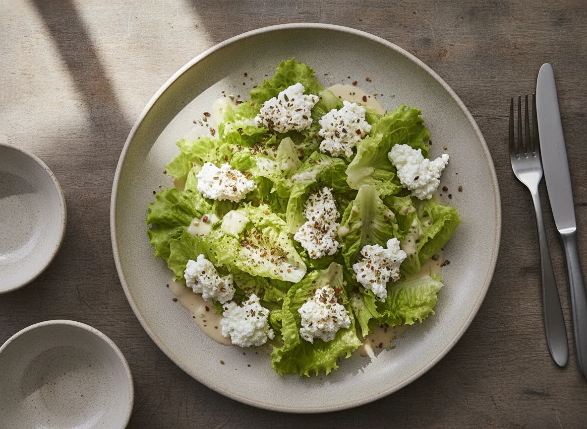 Blattsalat mit Hüttenkäse photo