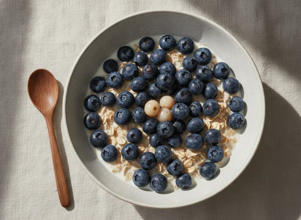 Blaubeer-Müsli mit Milch photo