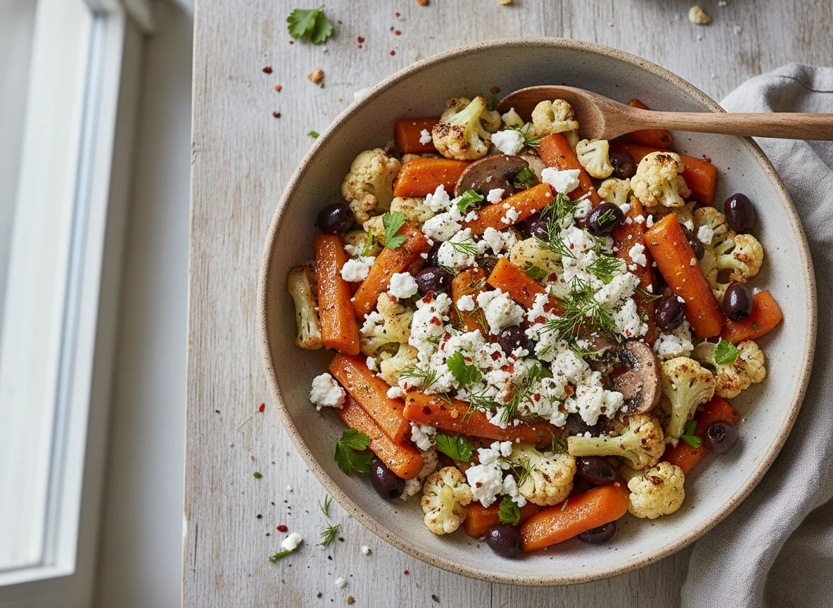 Blumenkohl-Gemüsepfanne mit Feta photo