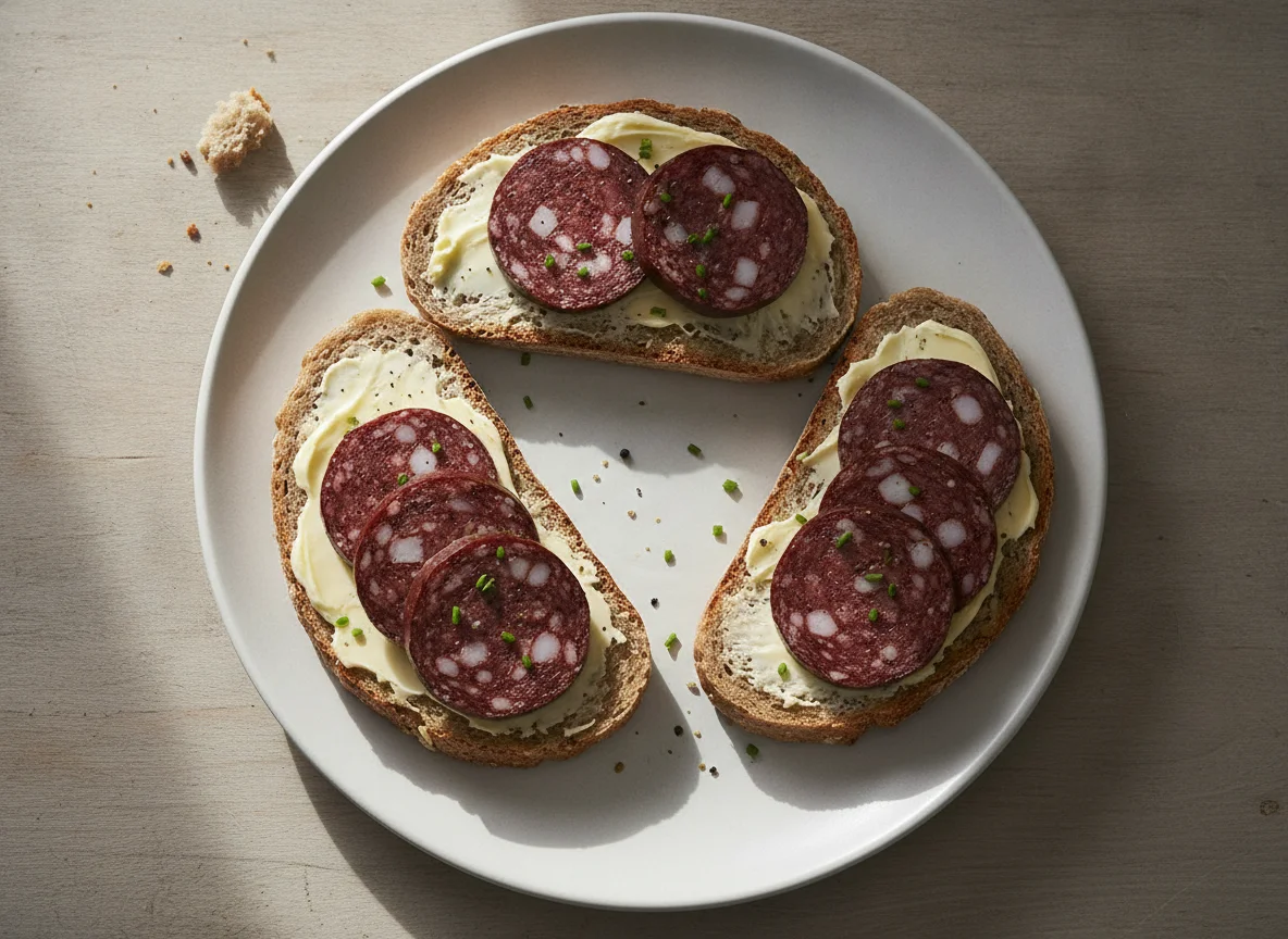 Blutwurstbrot mit Butter photo