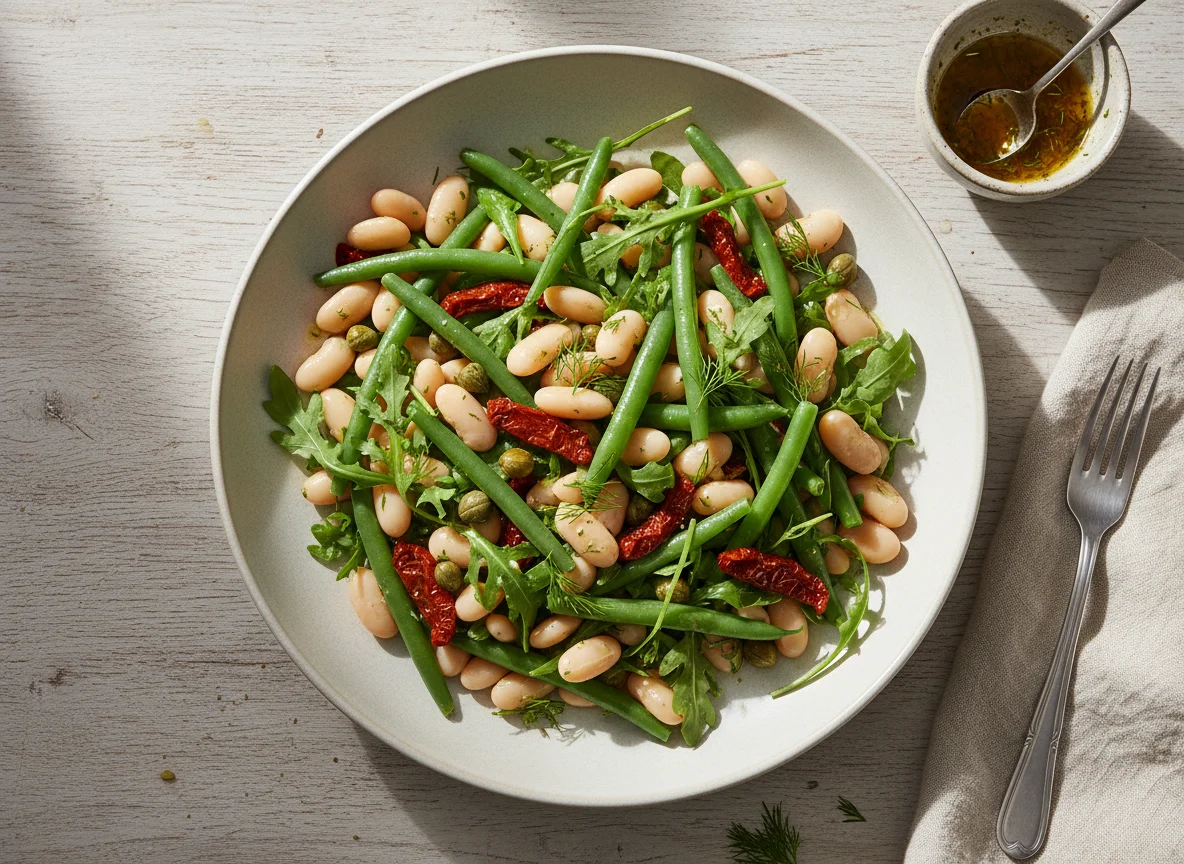 Bohnen- und Bohnensalat mit Dressing photo