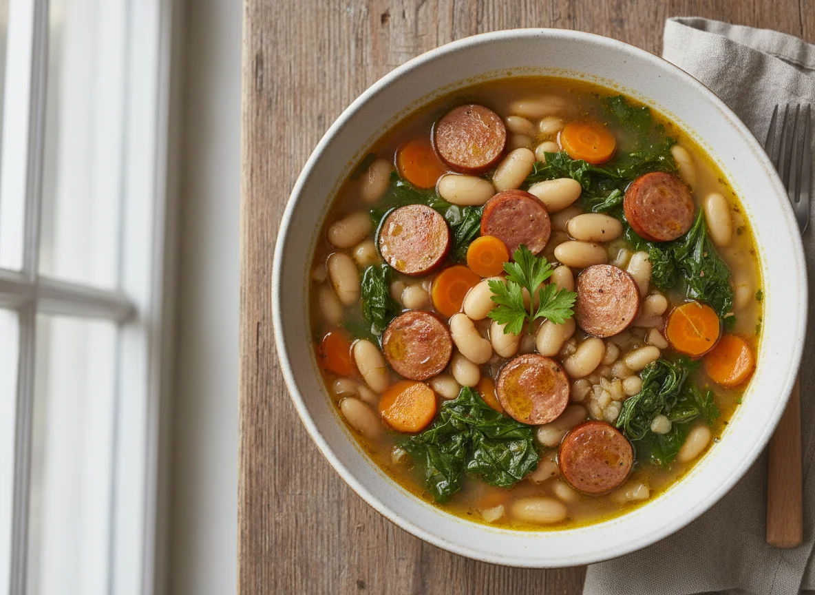 Bohnen- und Gemüsesuppe photo