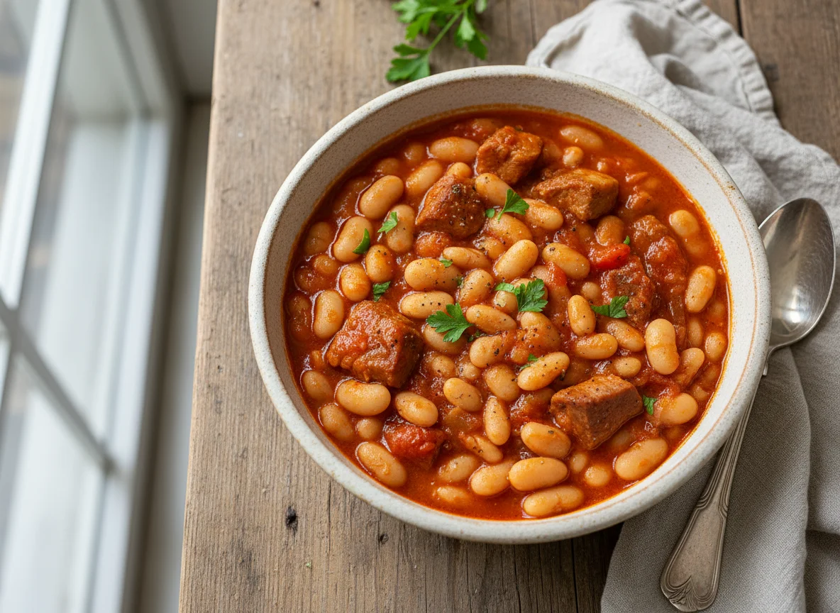 Bohneneintopf mit Tomatensauce photo