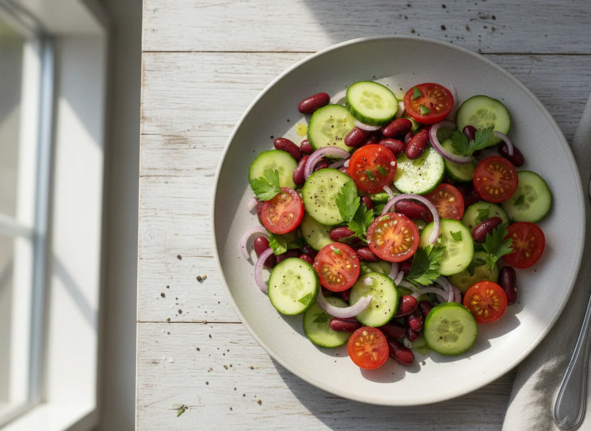 Bohnen-Gurken-Tomaten-Salat photo
