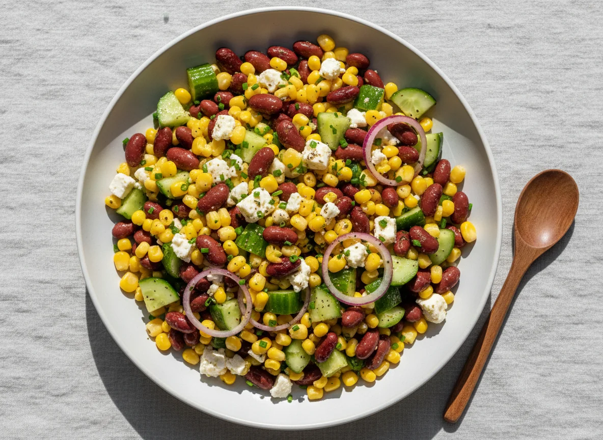 Bohnen-Mais-Feta-Salat photo