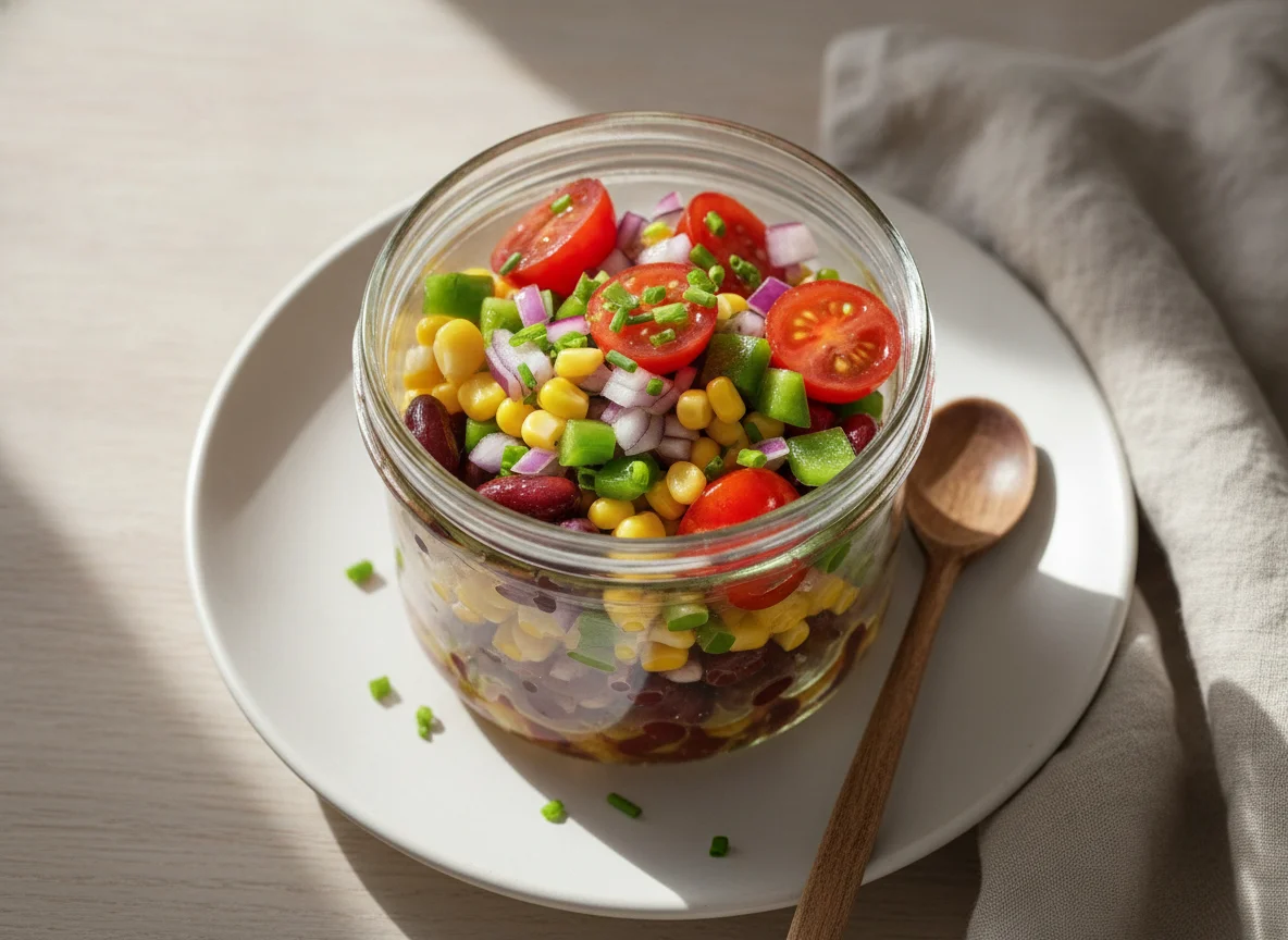 Bohnen-Mais-Salat im Glas photo