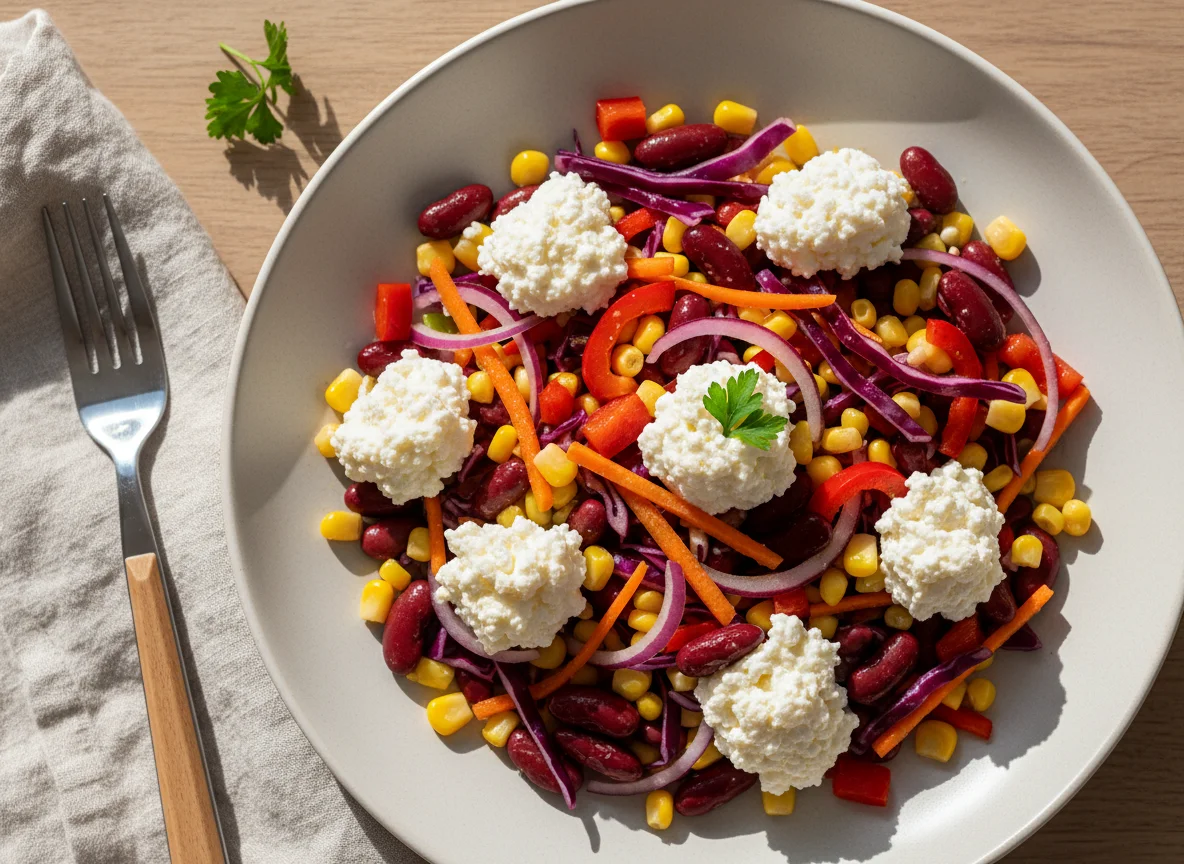 Bohnensalat mit Hüttenkäse photo
