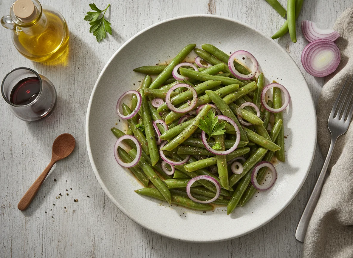 Bohnensalat mit roten Zwiebeln photo