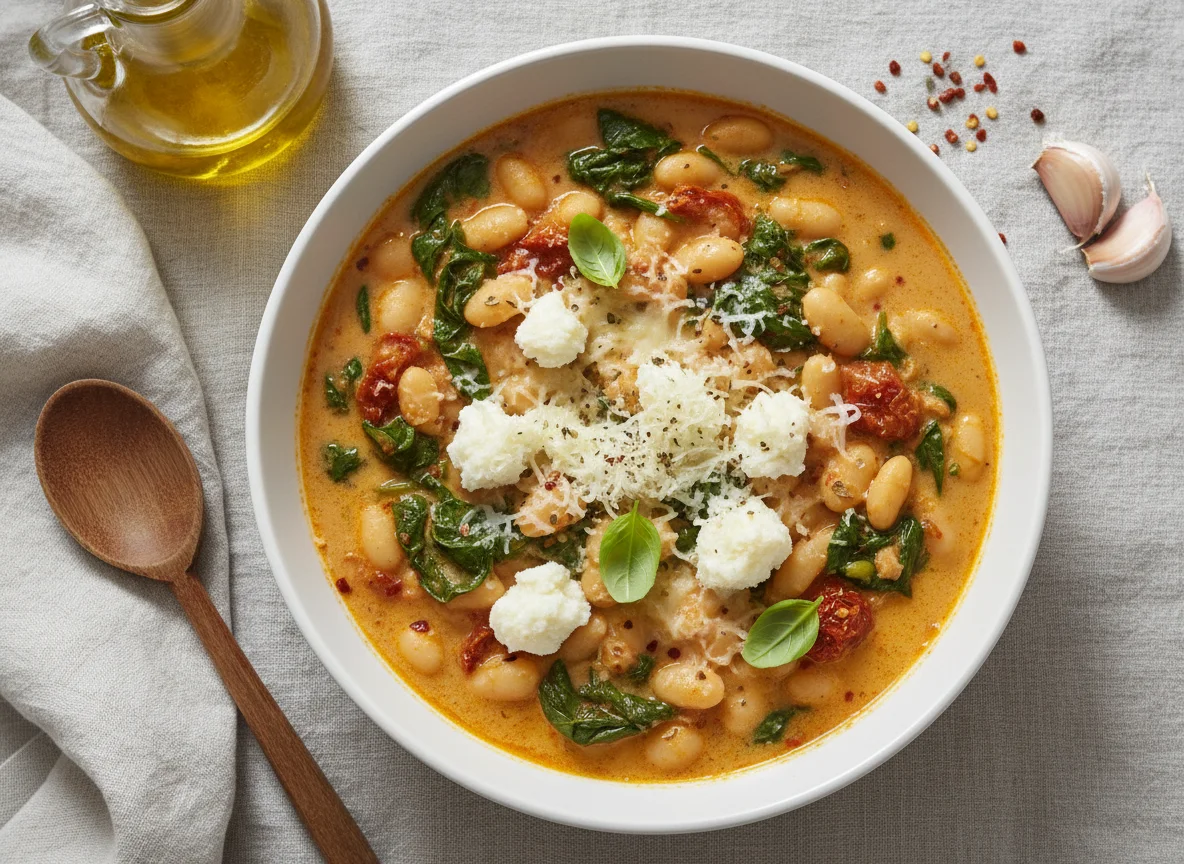 Bohnen-Spinat-Eintopf mit Parmesan photo
