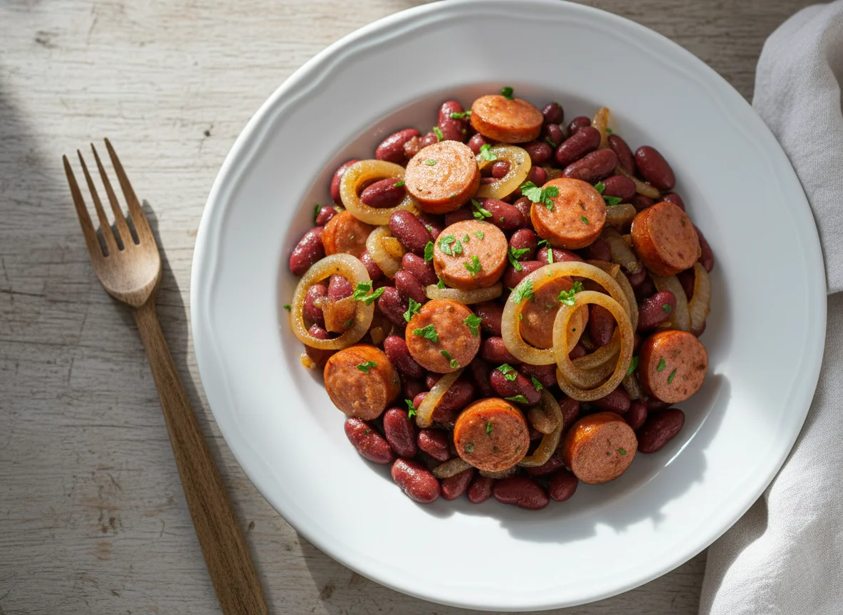 Bohnen-Wurst-Pfanne photo