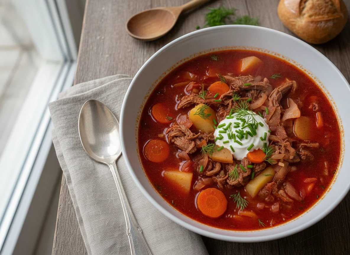 Borschtsch mit Rindfleisch photo